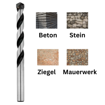 Preview: Hartmetall Betonbohrer für präzise Bohrarbeiten mit Schlagbohrmaschine.