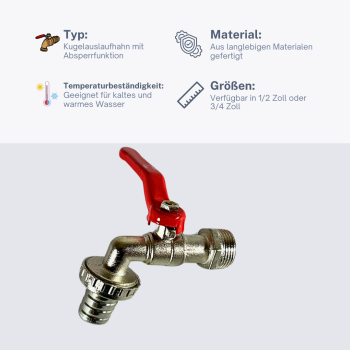 Kugelhahn Absperrhahn außen – ideal für Schlauchanschluss.