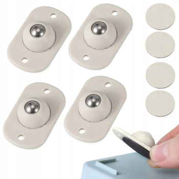 4 selbstklebende Möbelrollen mit kompaktem Kugelmechanismus.