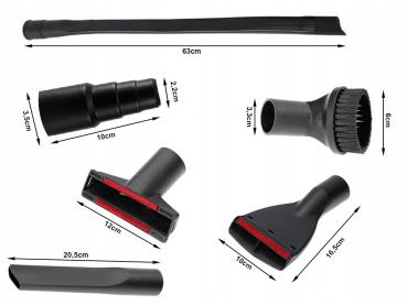 Preview: Staubsauger Düsen‑Set 6‑teilig Ø35 mm – universelles Zubehör für Haushalt und Möbel.