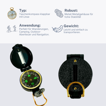 Preview: Folding Lensatic Compass – Outdoor Navigation Compass with Lens