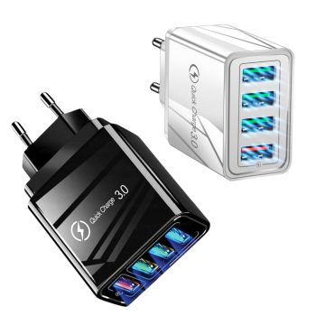 USB Schnellladegerät 4‑fach mit Quick Charge 3.0 – Netzteil zum gleichzeitigen Laden von Smartphone und Tablet.