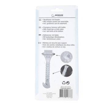 Preview: Nothammer mit Gurtschneider – KFZ Auto Notfallhammer Glashammer 175 mm