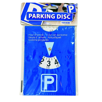 Preview: Parkscheibe Auto Parkuhr Leder 11x15 cm Blau 12/24 Stunden Mehrsprachig – Elegante Parkuhr fürs Auto