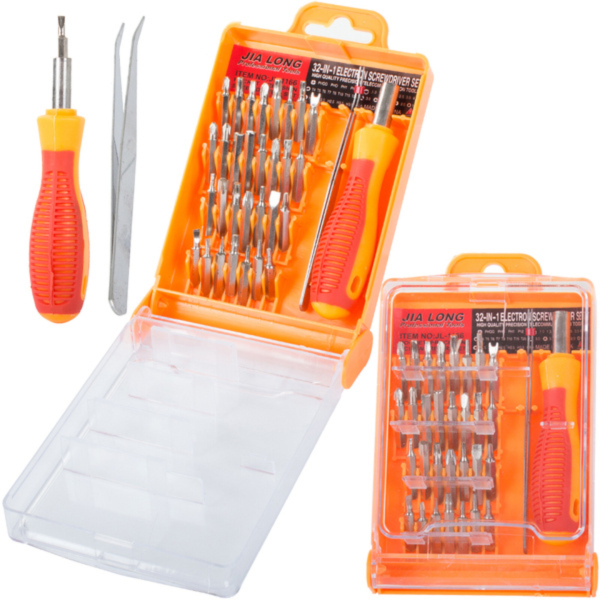 Präzisions Schraubendreher Set mit Torx-, Phillips- und Schlitzbits.