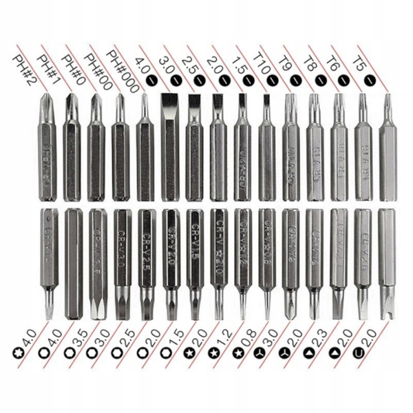 Torx Bit Set mit magnetischen Spitzen für feine Elektronikarbeiten.