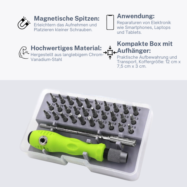 Feinmechaniker Schraubendreher Set 32in1 Präzisions Schraubendreher Torx Bit Set CrV Magnetisch Reparatur Werkzeug für Smartphone Laptop Tablet PC Kamera Uhr Brille Elektronik