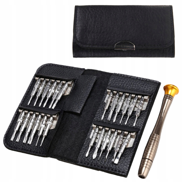 Feinmechaniker Schraubendreher Set 25in1 mit Etui und Präzisionsbits.