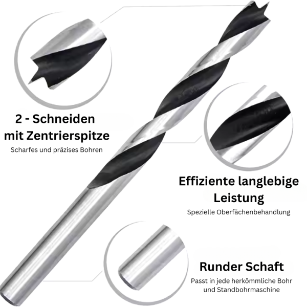 Holzbohrer für saubere Bohrlöcher – ideal für Möbelbau und Heimwerken.
