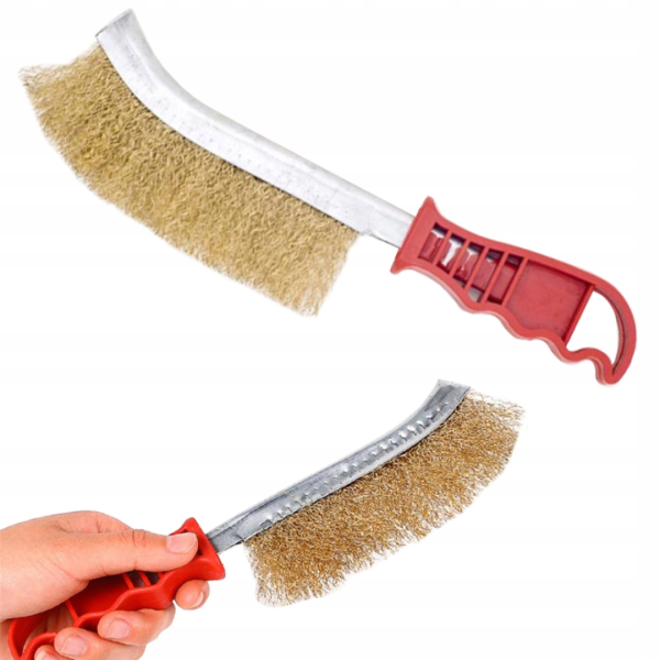 Messing Drahtbürste 24 cm mit ergonomischem Kunststoffgriff.