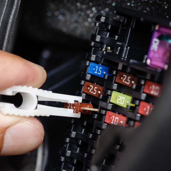 Mini Flachsicherungen farbcodiert – verschiedene Ampere‑Werte im Set.